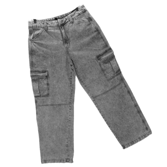 Divided HM Cargo Y2K Baggy W 10 Fit 32x29 Mid Rise Mid Grey Zip Button 6 Pockets - Picture 4 of 15